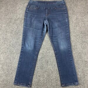 Jag‎ Jeans Women 12 Peri Pull On Straight Leg Dark Wash Denim Stretch Blue Pants